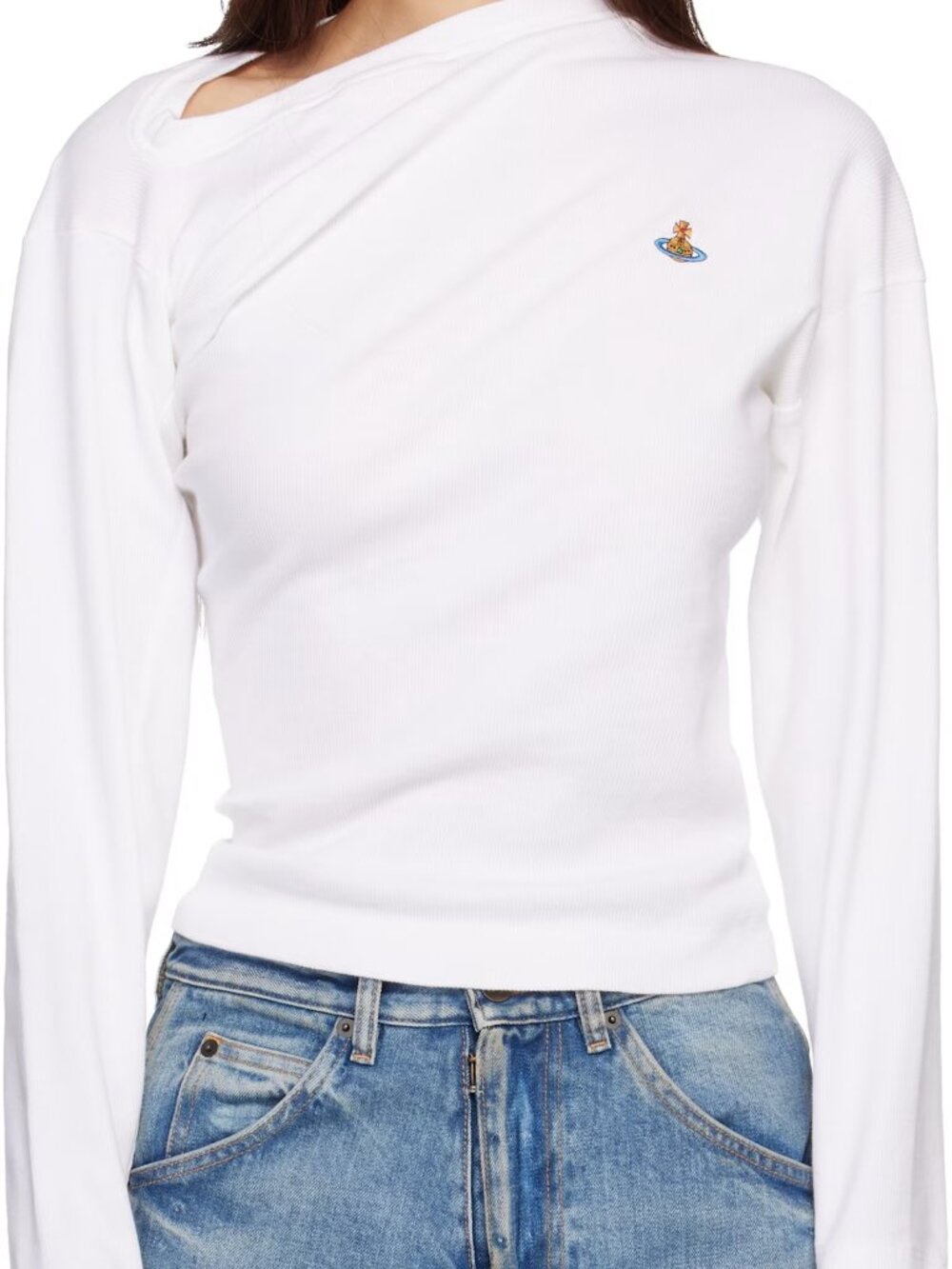 Vivienne Westwood White Long Sleeve Tee with Orb Logo